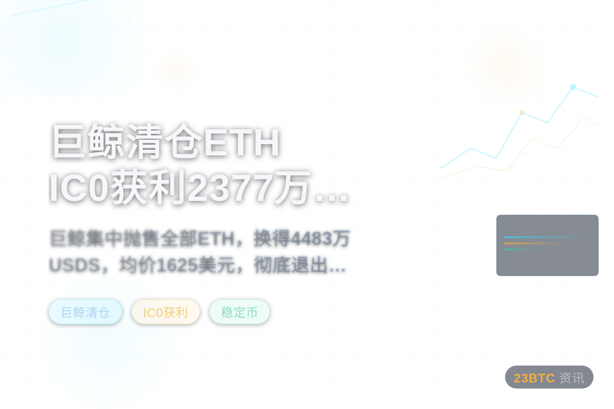 巨鲸清仓ETH，IC0获利2377万美元