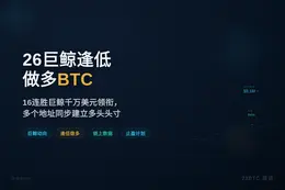 26巨鲸逢低做多BTC，16连胜巨鲸千万领衔