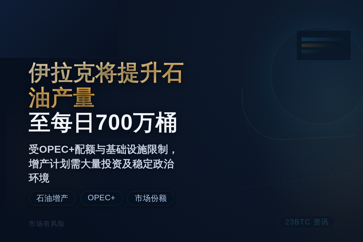伊拉克将提升石油产量至每日700万桶