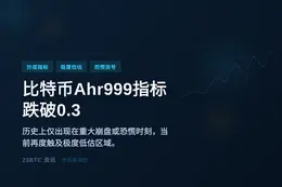 比特币Ahr999指标跌破0.3