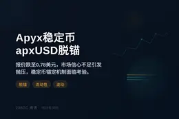Apyx稳定币apxUSD脱锚 跌至0.78美元