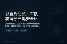 以色列防长：军队将留守三地安全区