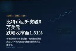 比特币回升突破6万美元，跌幅收窄