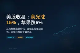 美股收盘：美光涨15%，苹果跌6%
