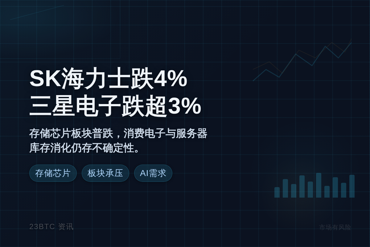 SK海力士跌4%，三星电子跌超3%