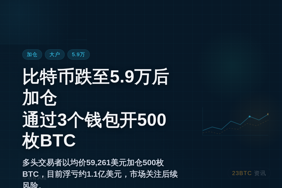 比特币跌至5.9万后加仓  
通过3个钱包开500枚BTC