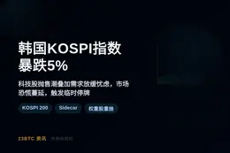 韩国KOSPI指数暴跌5%