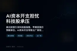 AI资本开支担忧，科技股承压