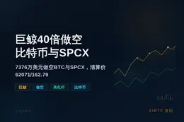 巨鲸40倍做空比特币与SPCX，价值7376万美元