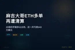 麻吉大哥ETH多单再遭清算，月亏243万美元