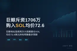 巨鲸斥资1706万购入SOL均价72.6