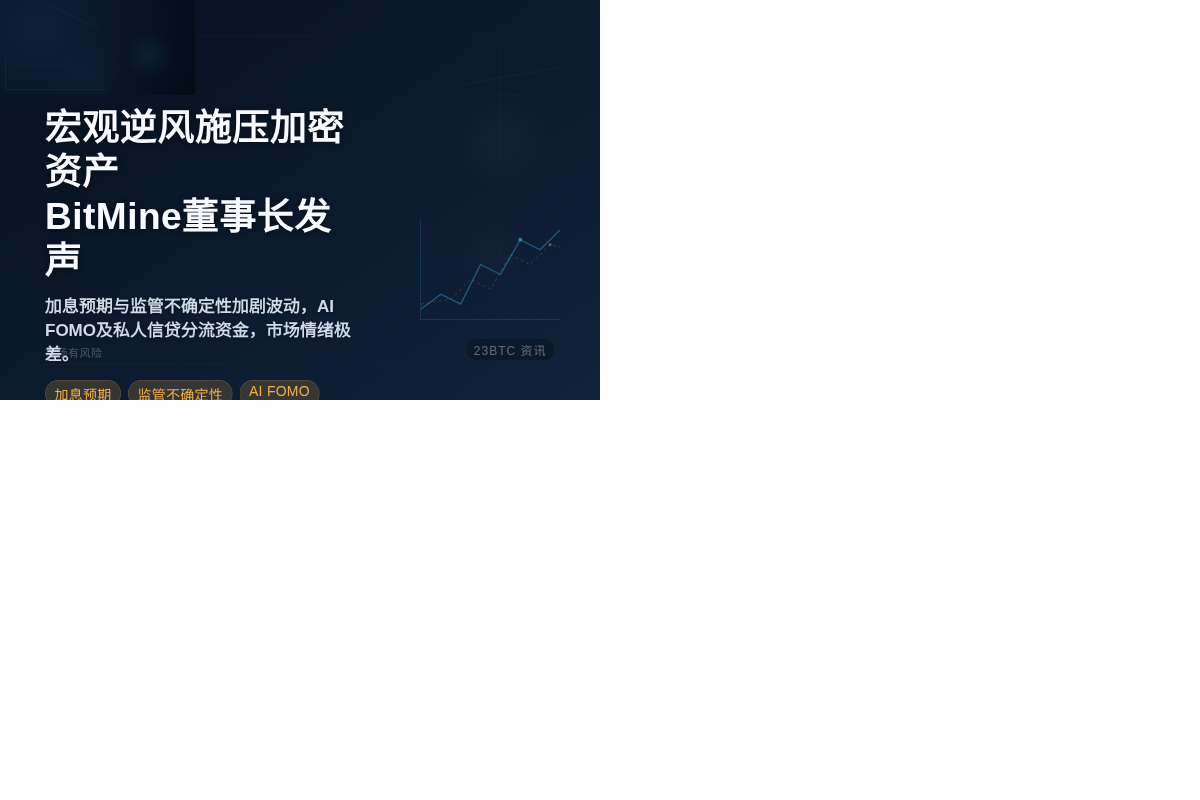 BitMine董事长：宏观逆风施压加密资产