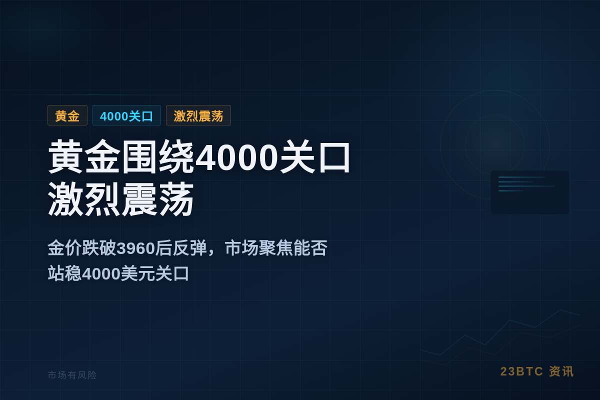 黄金围绕4000关口激烈震荡