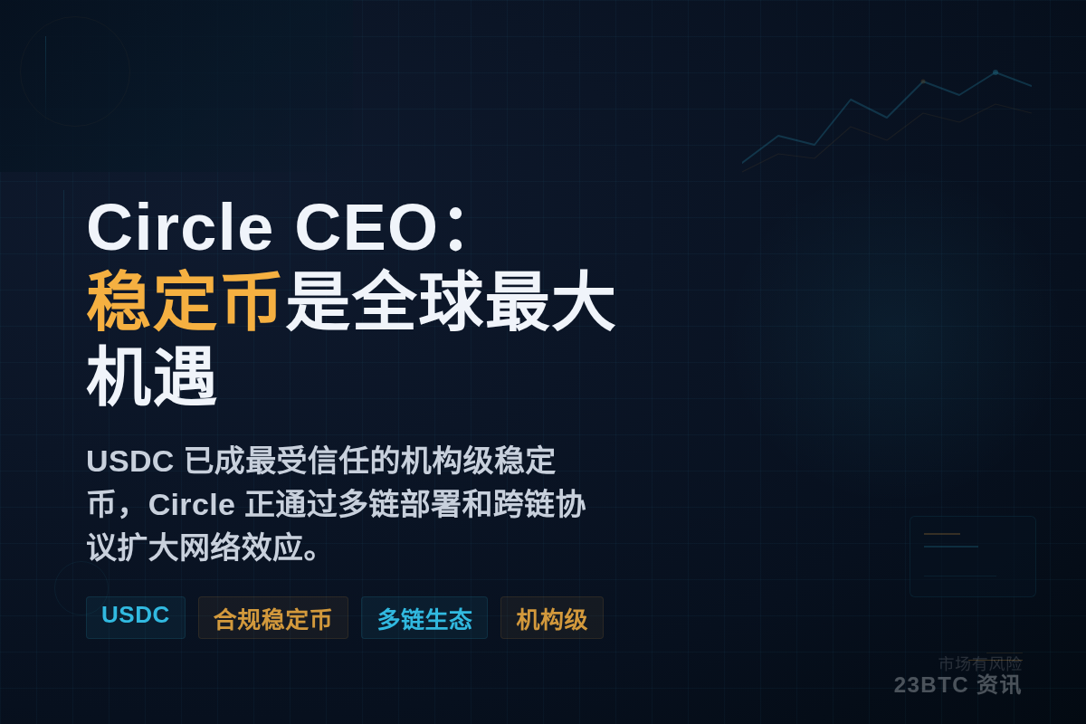 Circle CEO：稳定币是全球最大机遇