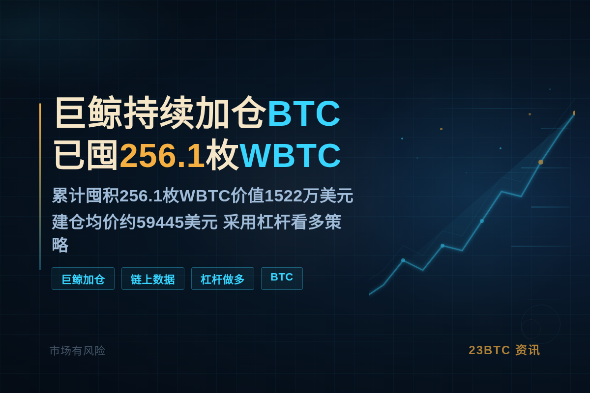 巨鲸持续加仓BTC，已囤256.1枚WBTC