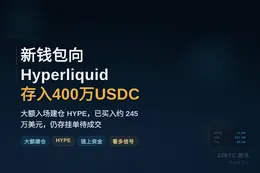 某新钱包向Hyperliquid存入400万USDC持续买入