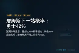 詹姆斯下一站概率：勇士42%