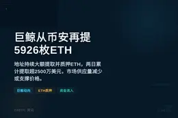 巨鲸从币安再提5926枚ETH