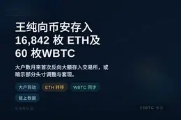 王纯向币安存入16,842枚ETH及60枚WBTC