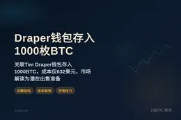 Draper钱包存入1000BTC，成本632美元