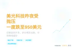 美光科技昨夜受抛压一度跌至950美元