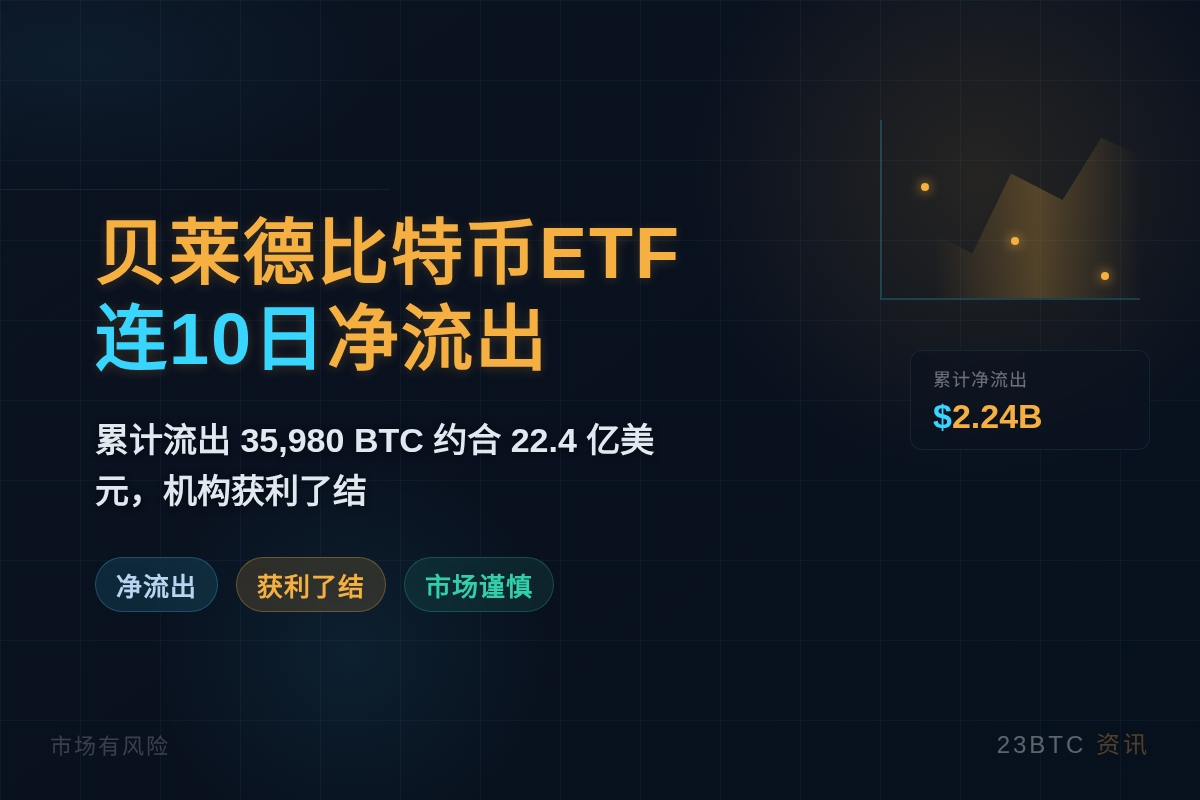 贝莱德比特币ETF连10日净流出3.6万BTC插图1 贝莱德比特币ETF连10日净流出3.6万BTC