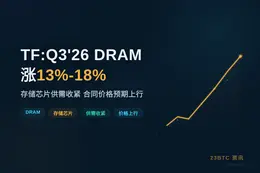 TF:Q3'26DRAM涨13%-18%
