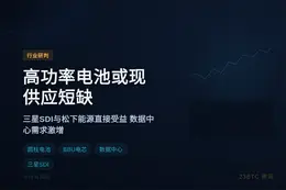 高功率电池或现供应短缺 三星松下等受益