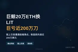 巨鲸20万ETH换LIT，巨亏近200万刀
