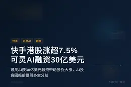 快手港股涨超7.5%，可灵AI融资30亿美元