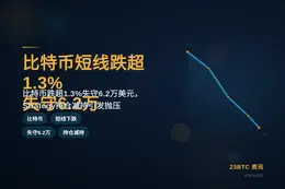 比特币短线跌超1.3%失守6.2万