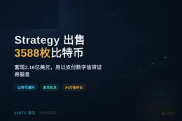 Strategy 出售3588枚比特币套现2.16亿美元