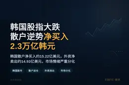 韩国股指大跌但散户逆势净买入2.3万亿韩元