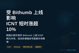 受Bithumb上线消息影响，ICNT短时涨超10%