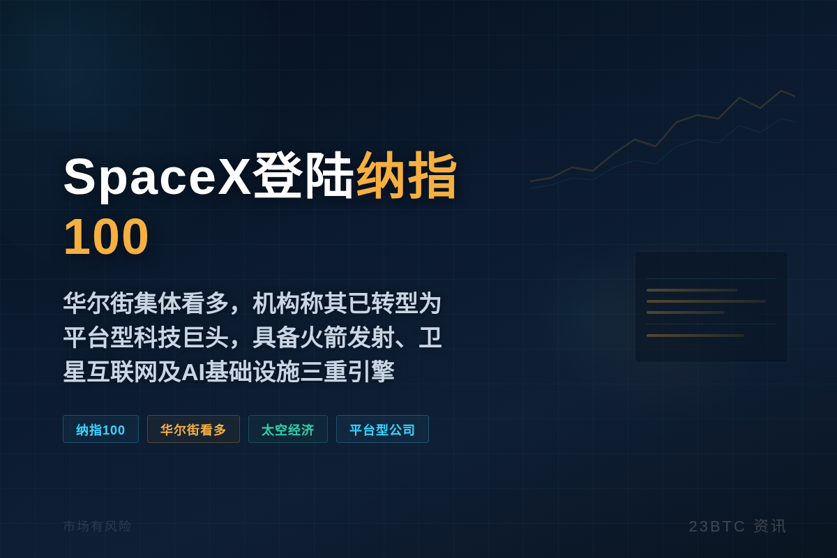 SpaceX今日登陆纳指100，华尔街集体看多