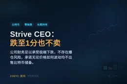 Strive CEO：比特币跌至1分也不卖储备