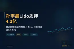 Justin Sun Lido质押增至4.3亿，年化收益95