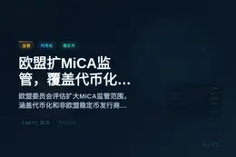 欧盟扩MiCA监管，覆盖代币化及非欧盟稳定币