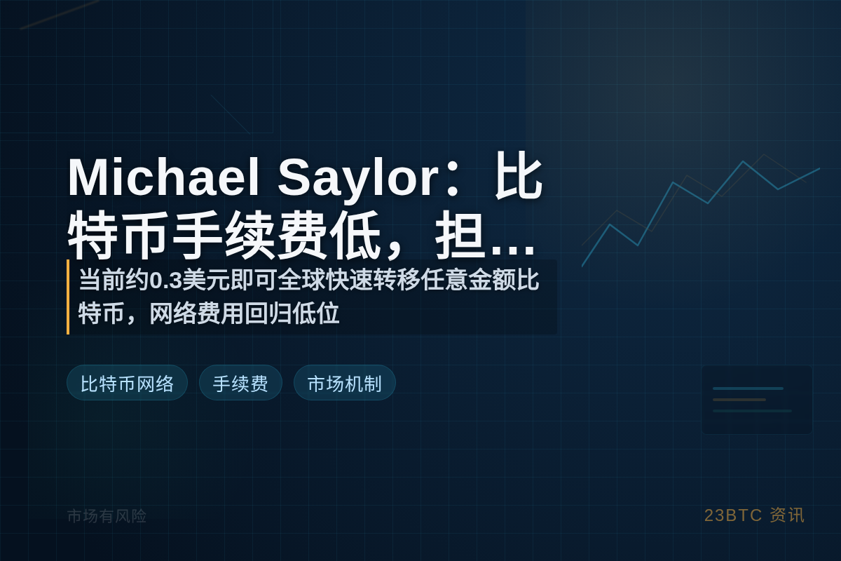 Michael Saylor:比特币手续费低,担忧消退插图1 Michael Saylor:比特币手续费低,担忧消退