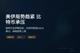 美伊局势趋紧，比特币微跌，美股涨跌互现