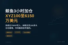 鲸鱼3小时加仓XYZ100至6150万美元