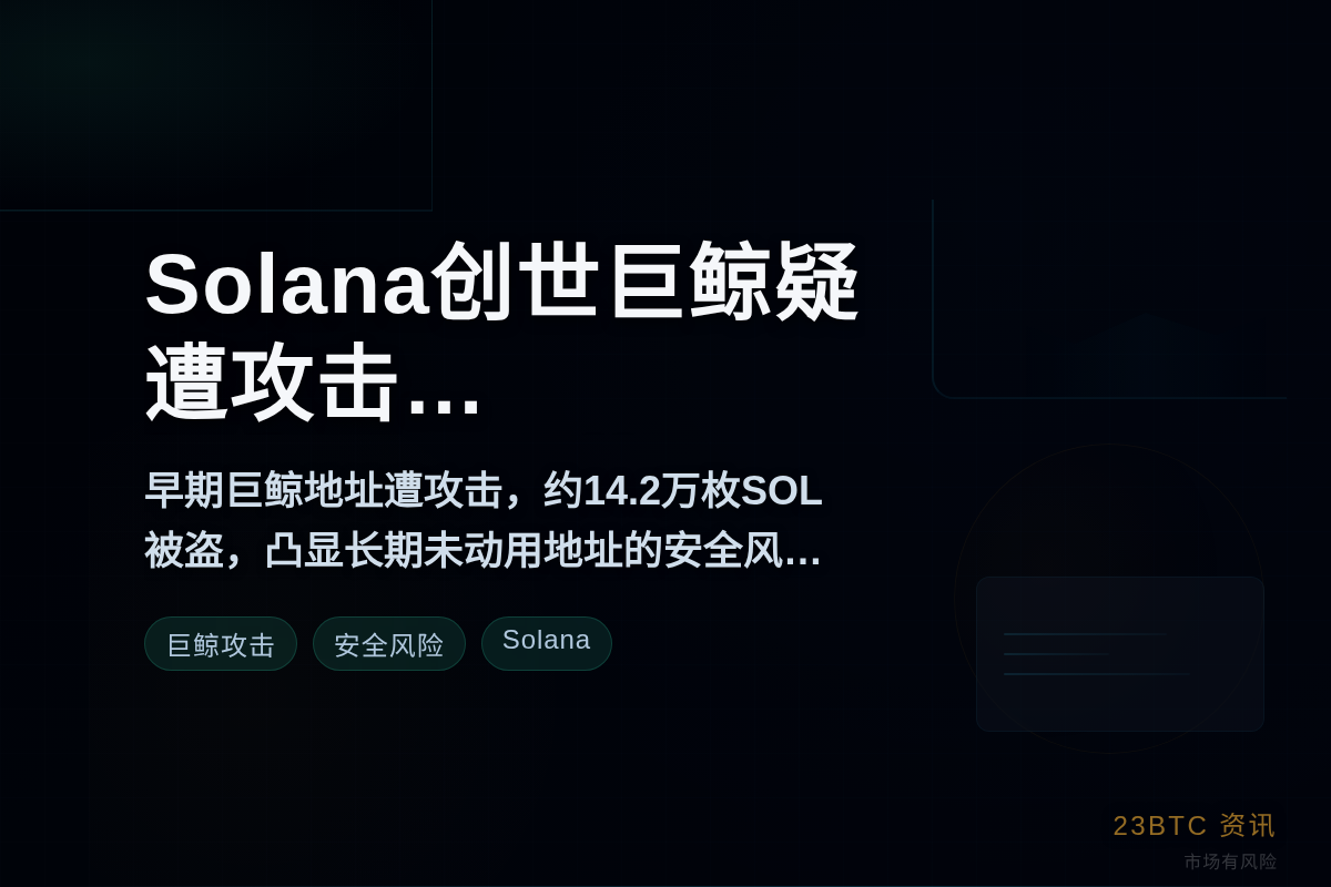 Solana创世巨鲸疑遭攻击,损失14.2万枚SOL插图1 Solana创世巨鲸疑遭攻击,损失14.2万枚SOL