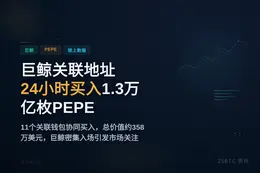 巨鲸关联地址24小时买入1.3万亿枚PEPE