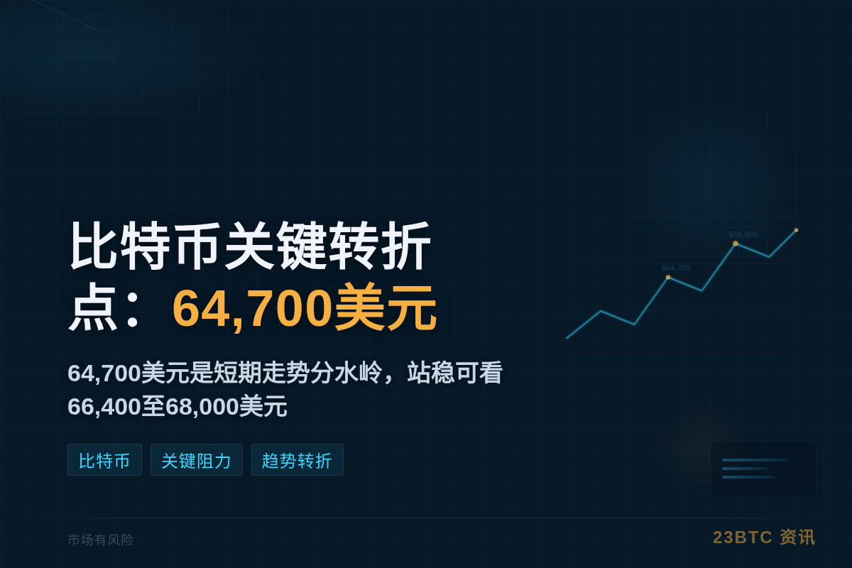 比特币关键转折点：64,700美元