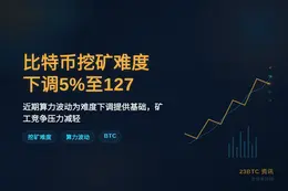 比特币挖矿难度下调5%至127