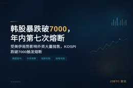 韩股暴跌破7000，年内第七次熔断