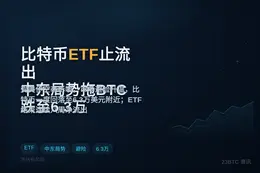 比特币ETF止流出，中东局势拖BTC跌至6.3万
