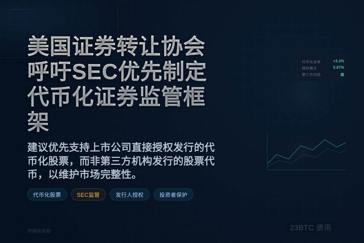 美国证券转让协会呼吁SEC优先制定代币化证券监管框架