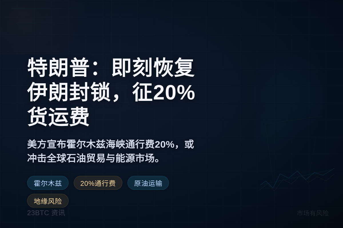 特朗普：即刻恢复伊朗封锁，征20%货运费