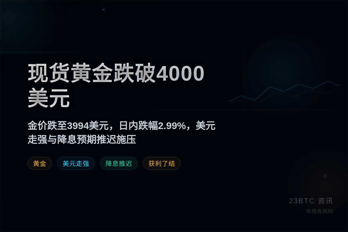 现货黄金跌破4000美元插图1 现货黄金跌破4000美元
